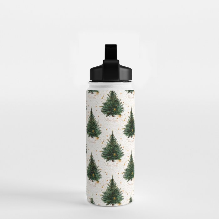 Vintage Merry Christmas Tree  Water Bottle Gallery Image 2