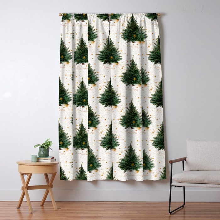 Vintage Merry Christmas Tree  Window Curtain Gallery Image 5