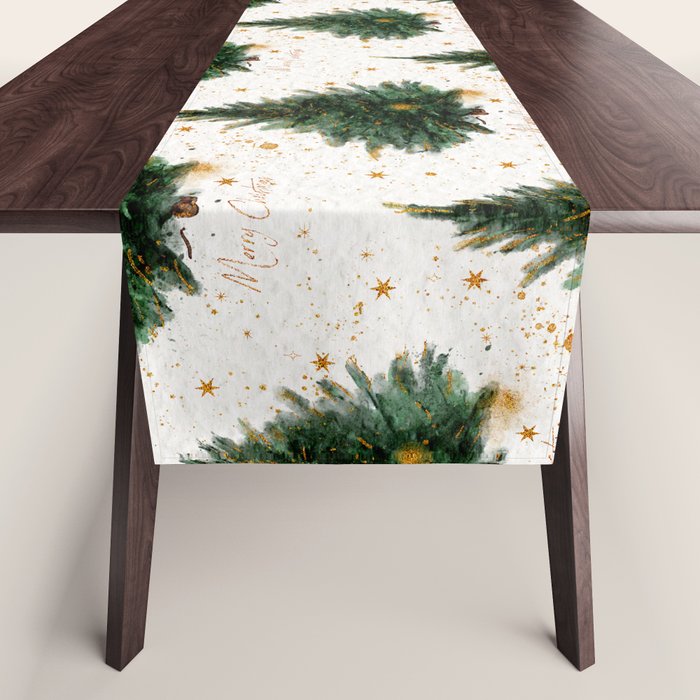 Vintage Merry Christmas Tree  Table Runner Gallery Image 1