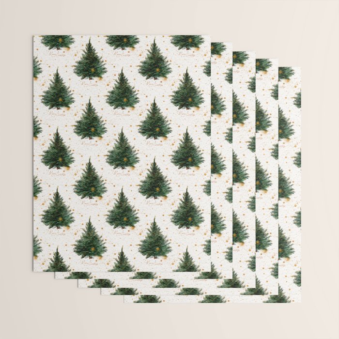 Vintage Merry Christmas Tree  Wrapping Paper Gallery Image 3