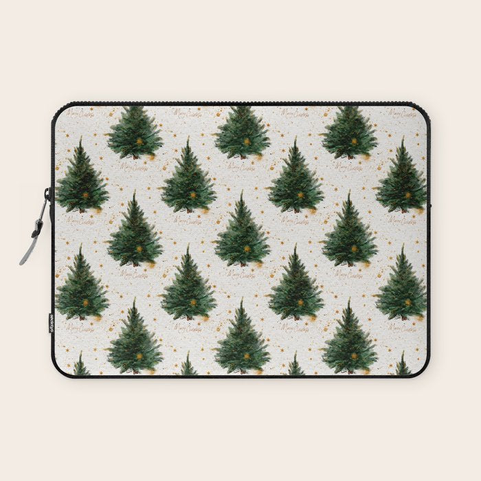Vintage Merry Christmas Tree  Laptop Sleeve Gallery Image 1
