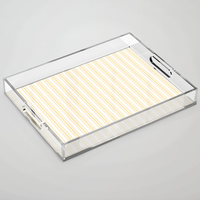 Trendy Large Buttercup Yellow Pastel Butter French Mattress Ticking Double Stripes Acrylic Tray Gallery Image 1