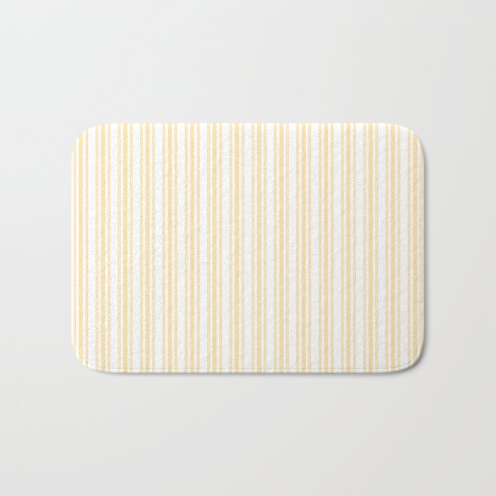 Trendy Large Buttercup Yellow Pastel Butter French Mattress Ticking Double Stripes Bath Mat Gallery Image 1