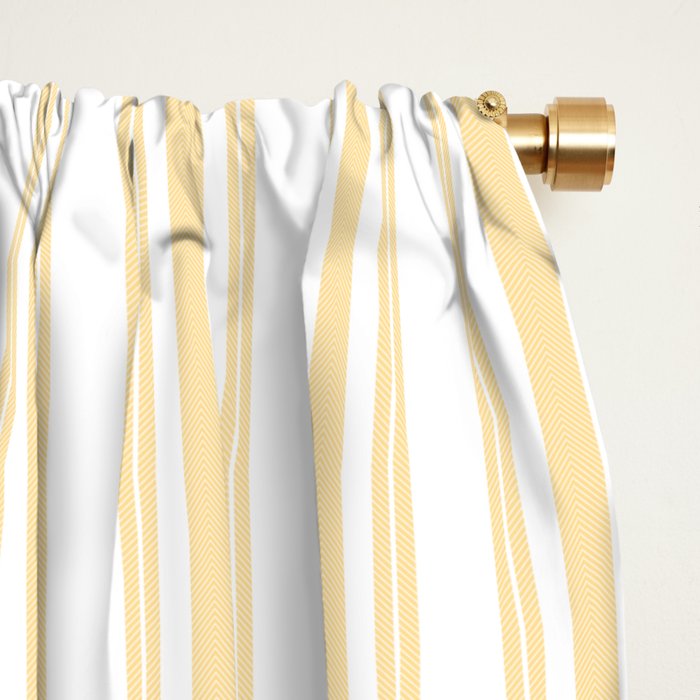 Trendy Large Buttercup Yellow Pastel Butter French Mattress Ticking Double Stripes Window Curtain Gallery Image 2