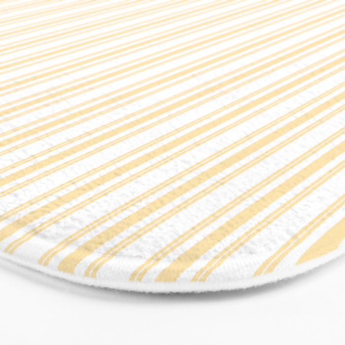 Trendy Large Buttercup Yellow Pastel Butter French Mattress Ticking Double Stripes Bath Mat Gallery Image 3