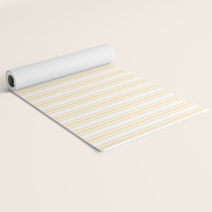 Trendy Large Buttercup Yellow Pastel Butter French Mattress Ticking Double Stripes Yoga Mat Gallery Image 2