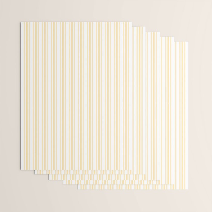 Trendy Large Buttercup Yellow Pastel Butter French Mattress Ticking Double Stripes Wrapping Paper Gallery Image 3