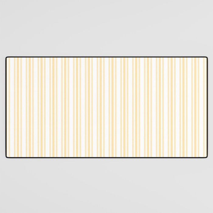 Trendy Large Buttercup Yellow Pastel Butter French Mattress Ticking Double Stripes Desk Mat Gallery Image 3