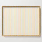 Trendy Large Buttercup Yellow Pastel Butter French Mattress Ticking Double Stripes Serving Tray Gallery Image 1