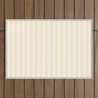 Trendy Large Buttercup Yellow Pastel Butter French Mattress Ticking Double Stripes Outdoor Rug Gallery Image 1