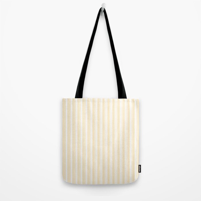 Trendy Large Buttercup Yellow Pastel Butter French Mattress Ticking Double Stripes Tote Bag Gallery Image 2