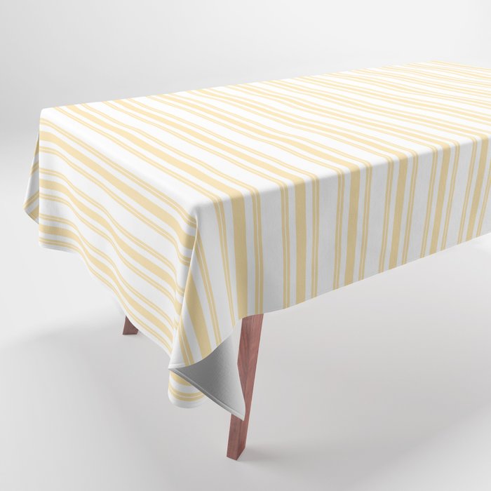 Trendy Large Buttercup Yellow Pastel Butter French Mattress Ticking Double Stripes Tablecloth Gallery Image 1