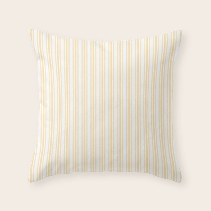 Trendy Large Buttercup Yellow Pastel Butter French Mattress Ticking Double Stripes Throw Pillow Gallery Image 6