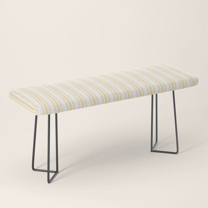 Trendy Large Buttercup Yellow Pastel Butter French Mattress Ticking Double Stripes Bench Gallery Image 1
