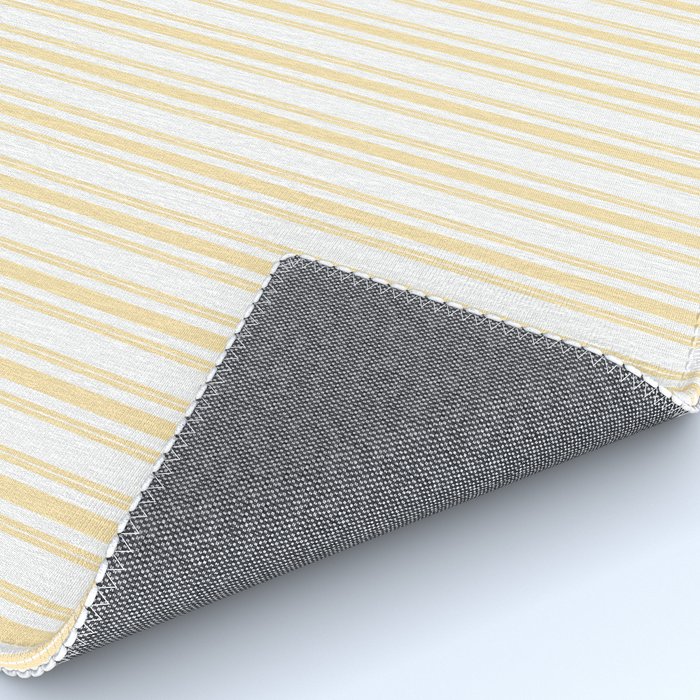 Trendy Large Buttercup Yellow Pastel Butter French Mattress Ticking Double Stripes Rug Gallery Image 4