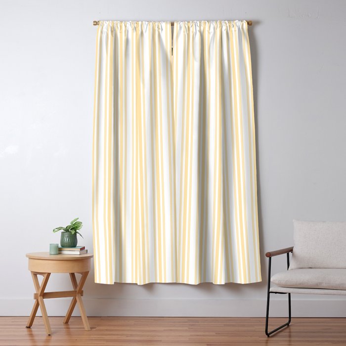 Trendy Large Buttercup Yellow Pastel Butter French Mattress Ticking Double Stripes Window Curtain Gallery Image 1