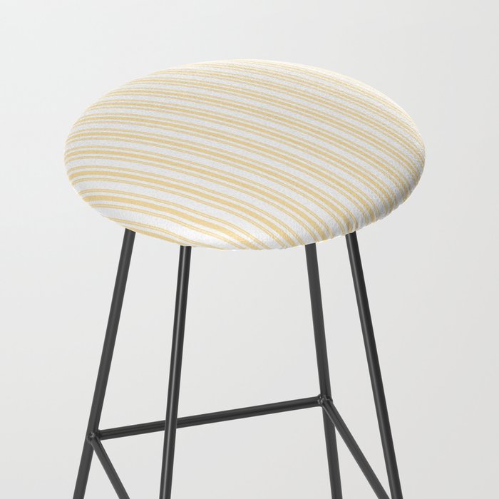 Trendy Large Buttercup Yellow Pastel Butter French Mattress Ticking Double Stripes Stool Gallery Image 2