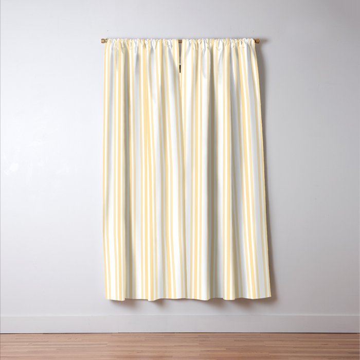 Trendy Large Buttercup Yellow Pastel Butter French Mattress Ticking Double Stripes Window Curtain Gallery Image 3