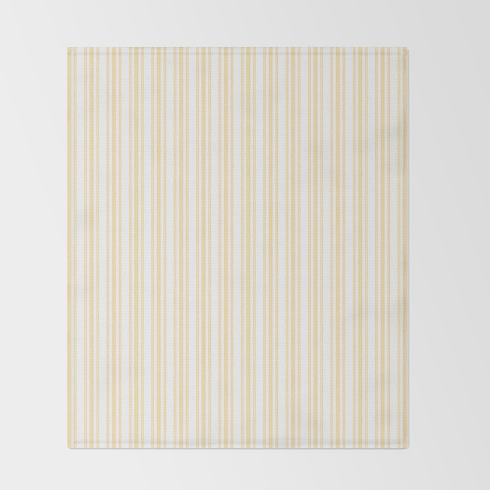 Trendy Large Buttercup Yellow Pastel Butter French Mattress Ticking Double Stripes Throw Blanket Gallery Image 2