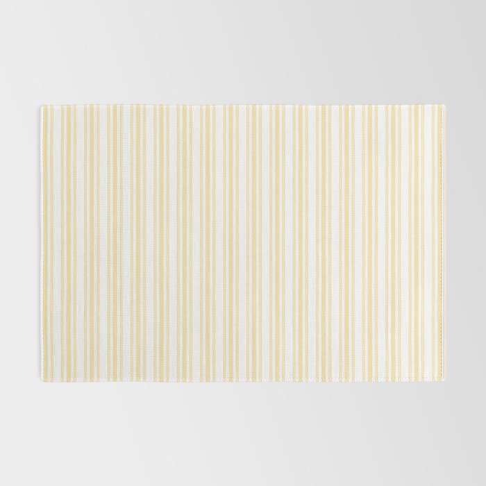 Trendy Large Buttercup Yellow Pastel Butter French Mattress Ticking Double Stripes Rug Gallery Image 2