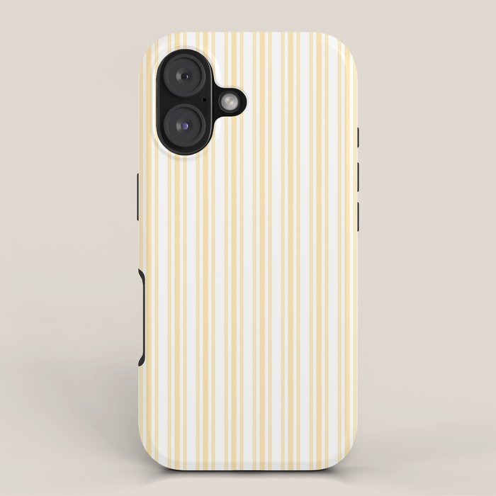 Trendy Large Buttercup Yellow Pastel Butter French Mattress Ticking Double Stripes iPhone Case Gallery Image 1