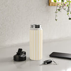 Trendy Large Buttercup Yellow Pastel Butter French Mattress Ticking Double Stripes Water Bottle Gallery Image 4