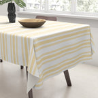 Trendy Large Buttercup Yellow Pastel Butter French Mattress Ticking Double Stripes Tablecloth Gallery Image 3