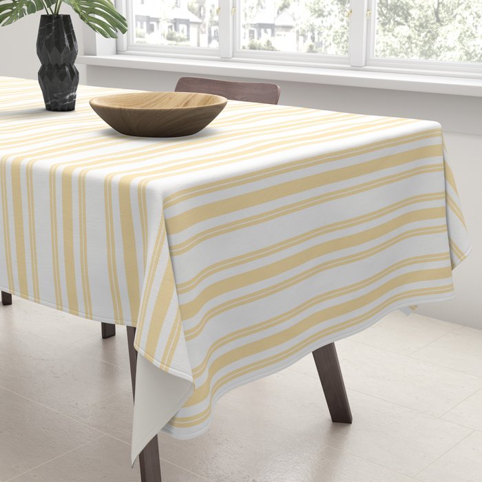 Trendy Large Buttercup Yellow Pastel Butter French Mattress Ticking Double Stripes Tablecloth Gallery Image 3