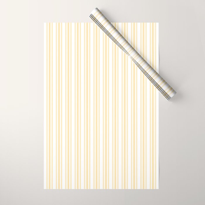Trendy Large Buttercup Yellow Pastel Butter French Mattress Ticking Double Stripes Wrapping Paper Gallery Image 1