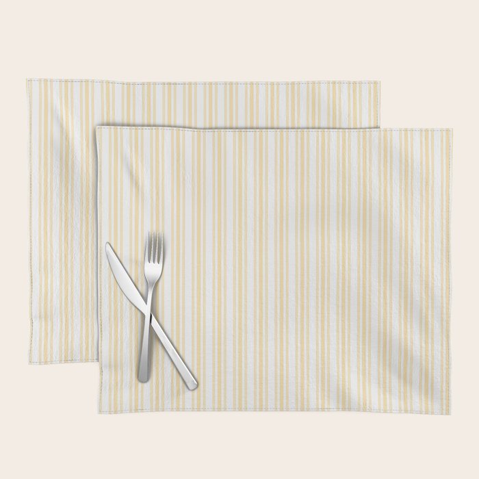Trendy Large Buttercup Yellow Pastel Butter French Mattress Ticking Double Stripes Placemat Gallery Image 1