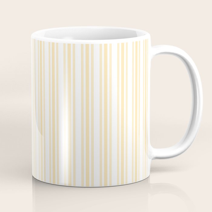 Trendy Large Buttercup Yellow Pastel Butter French Mattress Ticking Double Stripes Coffee Mug Gallery Image 1