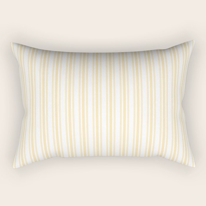 Trendy Large Buttercup Yellow Pastel Butter French Mattress Ticking Double Stripes Rectangular Pillow Gallery Image 1