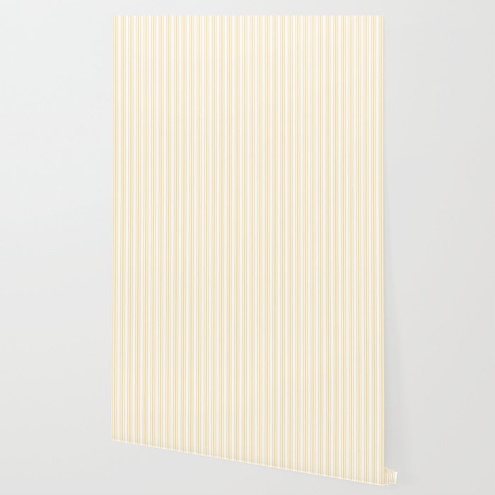 Trendy Large Buttercup Yellow Pastel Butter French Mattress Ticking Double Stripes Wallpaper Gallery Image 2
