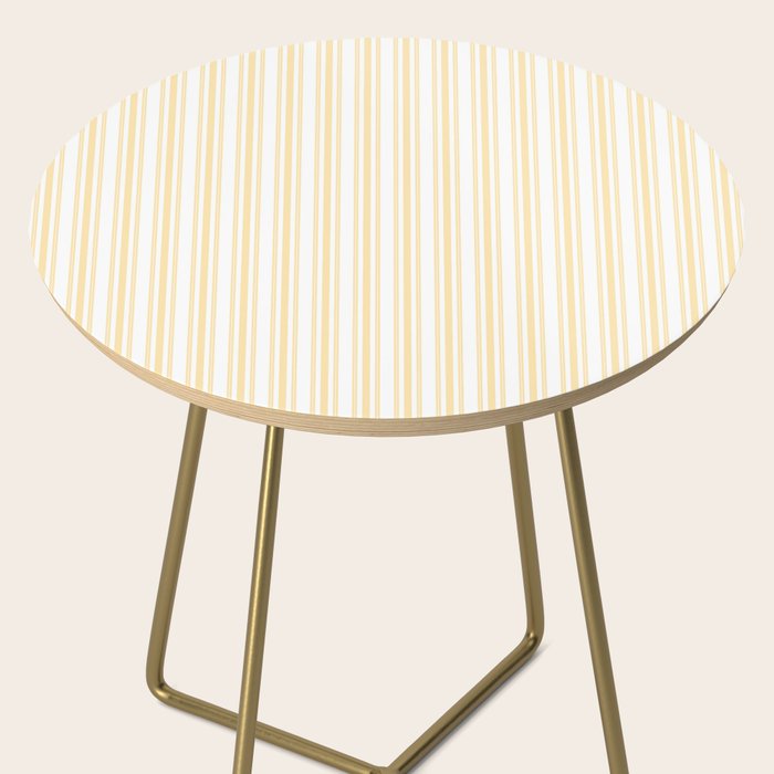 Trendy Large Buttercup Yellow Pastel Butter French Mattress Ticking Double Stripes Side Table Gallery Image 2