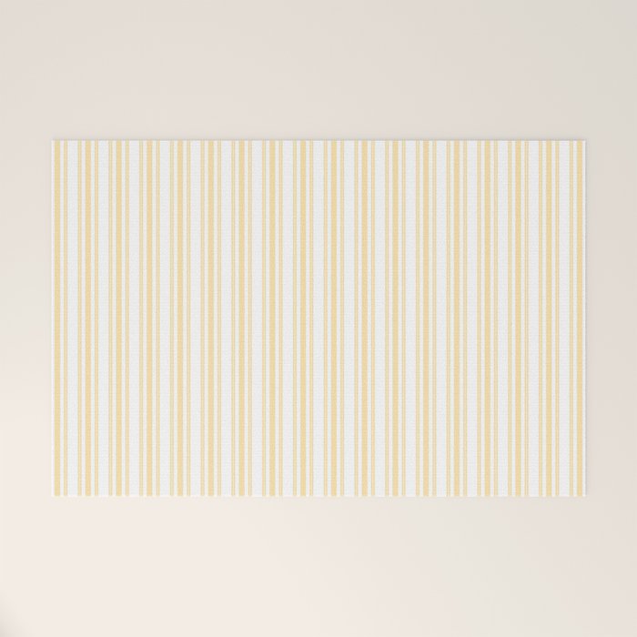Trendy Large Buttercup Yellow Pastel Butter French Mattress Ticking Double Stripes Welcome Mat Gallery Image 1