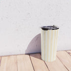 Trendy Large Buttercup Yellow Pastel Butter French Mattress Ticking Double Stripes Travel Mug Gallery Image 4