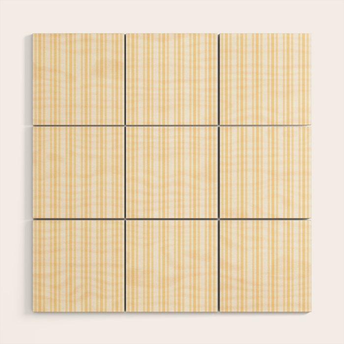 Trendy Large Buttercup Yellow Pastel Butter French Mattress Ticking Double Stripes Wood Wall Art Gallery Image 1