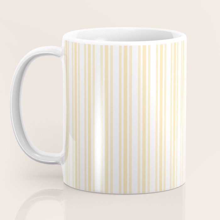Trendy Large Buttercup Yellow Pastel Butter French Mattress Ticking Double Stripes Coffee Mug Gallery Image 3