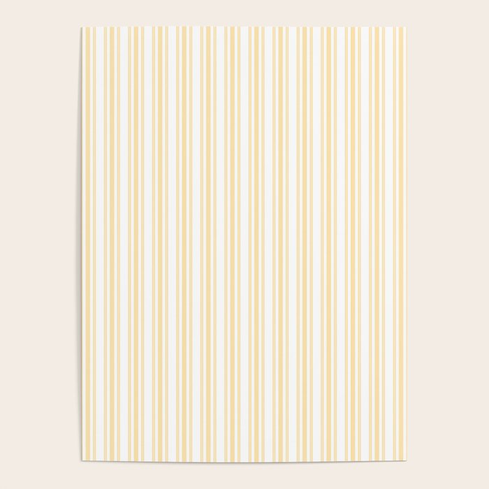 Trendy Large Buttercup Yellow Pastel Butter French Mattress Ticking Double Stripes Poster Gallery Image 1