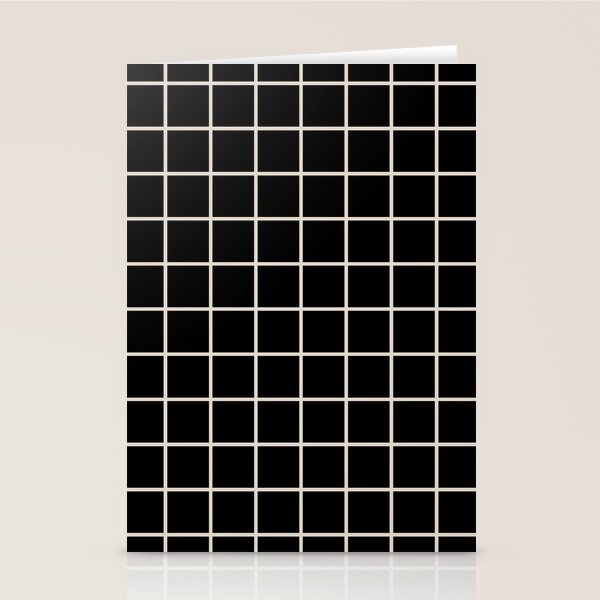 Grid Pattern Black and Linen White Stationery Card Gallery Image 1