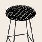 Grid Pattern Black and Linen White Stool Gallery Image 2