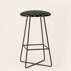 Grid Pattern Black and Linen White Stool Gallery Image 1