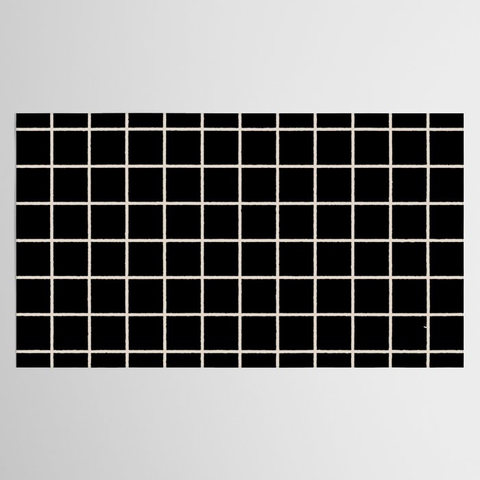 Grid Pattern Black and Linen White Tablecloth Gallery Image 2
