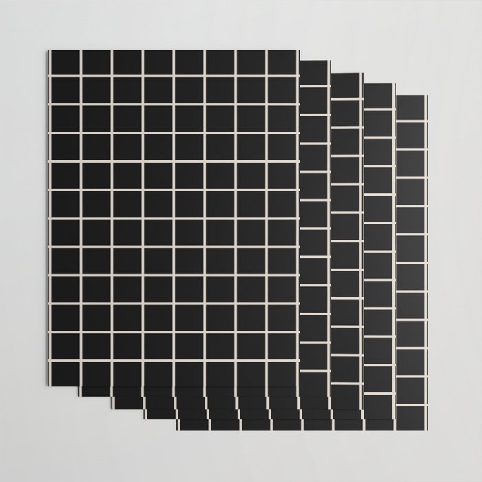 Grid Pattern Black and Linen White Wrapping Paper Gallery Image 3