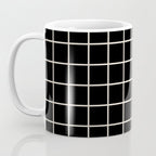 Grid Pattern Black and Linen White Coffee Mug Gallery Image 3