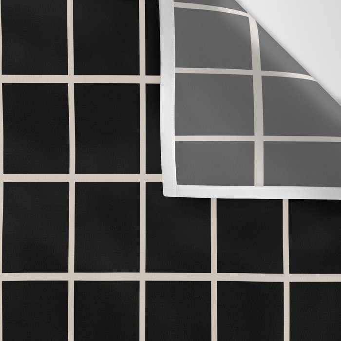 Grid Pattern Black and Linen White Wall Tapestry Gallery Image 3