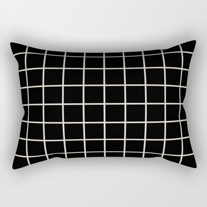 Grid Pattern Black and Linen White Rectangular Pillow Gallery Image 1