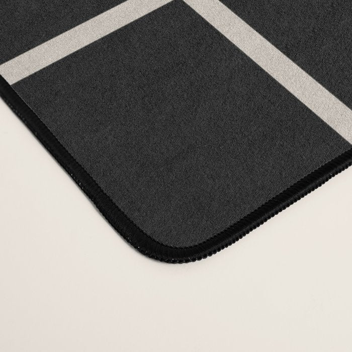 Grid Pattern Black and Linen White Desk Mat Gallery Image 4