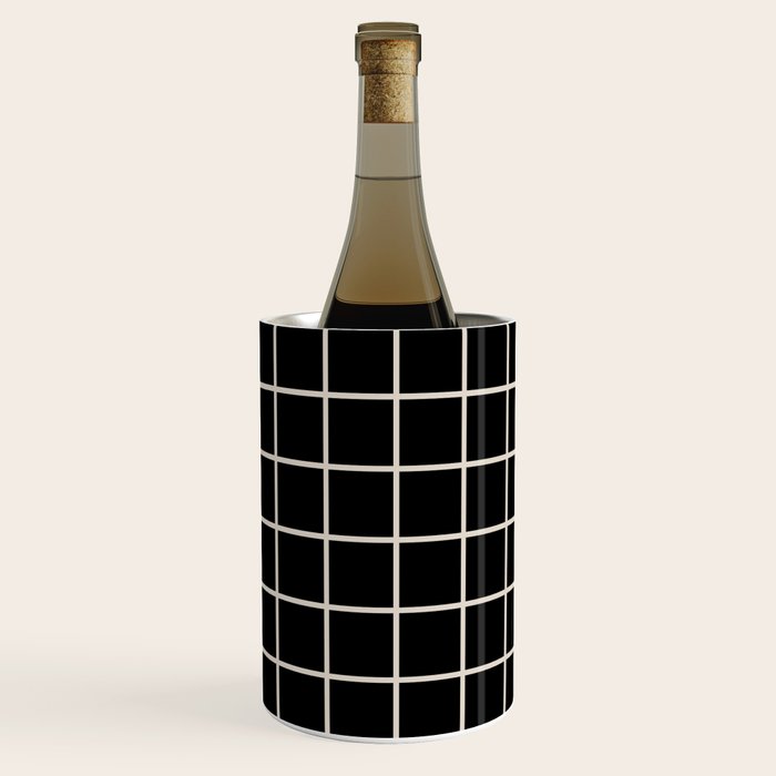 Grid Pattern Black and Linen White Wine Chiller Gallery Image 2