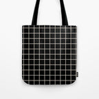 Grid Pattern Black and Linen White Tote Bag Gallery Image 1